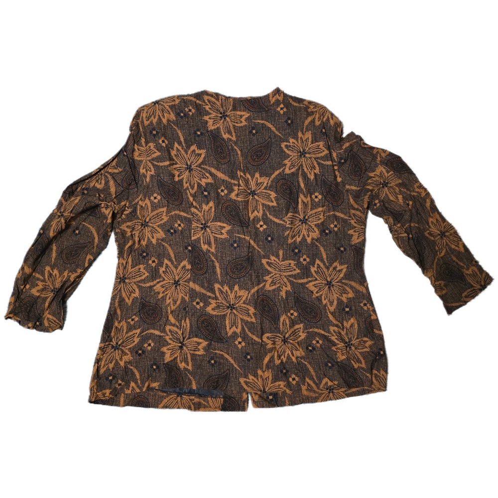 Jessica Howard Woman Floral Paisley Button Front 3/4 Sleeve Brown Top
(J)‎ - Picture 3 of 6